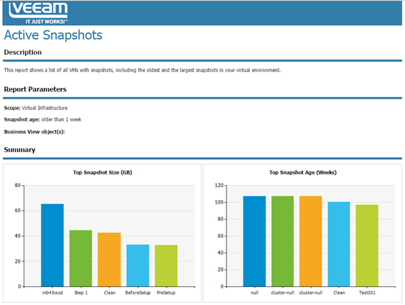 Veeam ONE Reporter - Active Snapshots