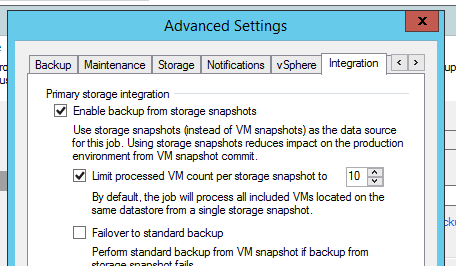 Backup from Storage Snapshots - VMs per storage snapshot